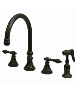Kitchen Faucet with Metal Lever Handles and Sprayer