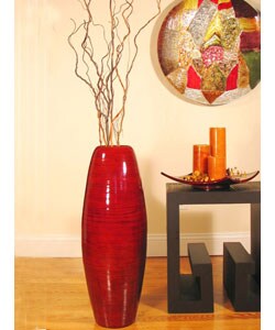 Oval Bamboo 28-in. Floor Vase & Candle Holder
