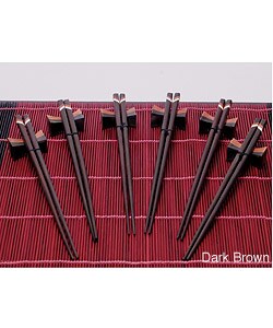 Wooden Chopsticks and Rests (Set of 6)