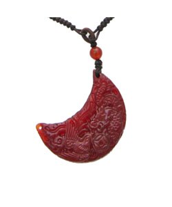 Agate New Moon Pendant with Necklace (China)