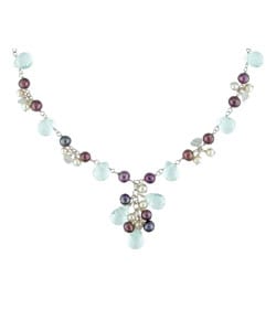 Silver Topaz Cultured Freshwater Pearl Necklace from Overstock.com :  necklace sterling silver freshwater pearls jewelry