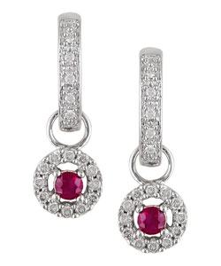 14k White Gold 1/5ct TDW Diamond Ruby Earrings