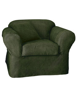 Two-Piece Chenille Basketweave Chair Slipcover