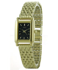 Seiko Women's Casual Black Dial Goldtone Watch