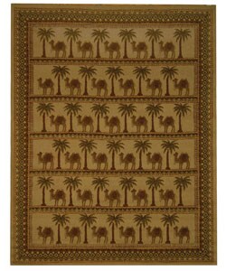 Hand-hooked Camel Ivory Wool Rug (7'9 x 9'9)