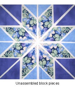 Purple & Blue Fabric Kaleidoscope Quilt Block Kit (12 Block Kit)