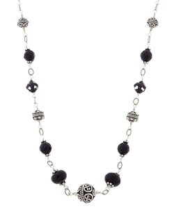 Sterling Silver Balinese-style Onyx Necklace