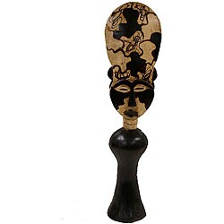 Hand-carved Two-headed Wood Statue (Ghana)