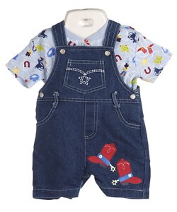 Lil' Jellybean Baby Boy's Western 2pc Shortalls Set