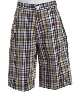 FUBU Big Boys Blue/ White Plaid Shorts
