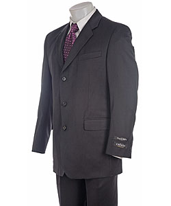 Calvin America 3-button Solid Black Wool Suit