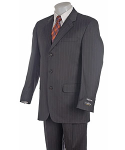 Calvin America Men's 3-button Black Pinstripe Suit