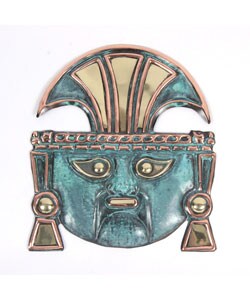 Handcrafted Peruvian Warrior God Copper Mask (Case of 4)