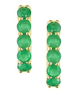 14k Yellow Gold Emerald Huggies Earrings