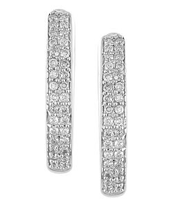14k White Gold 1/4ct Diamond Oval Huggie Earrings ( H-I-J, I1-I2 )