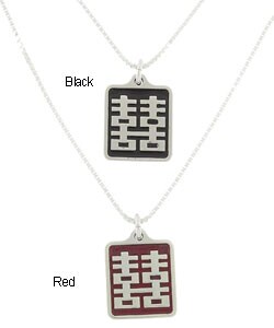 Silver Charming Life Chinese Double Happiness Necklace