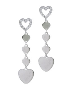 Sterling Silver Heart Drop Earrings