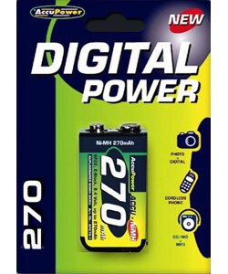 Rechargeable 9V 270mA NiMH Batteries (Case of 10)
