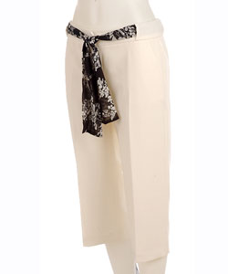 Fashionista Ivory Sash Cropped Pants