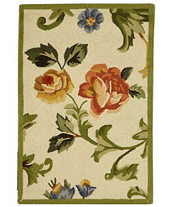 Hand-hooked Garden of Eden Ivory Wool Rug (2'6 x 4')