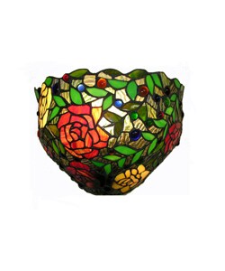 Tiffany-style Red Rose Wall Light
