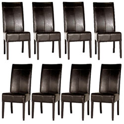 Dark Brown By-cast Leather Dining Chairs (Set of 8)