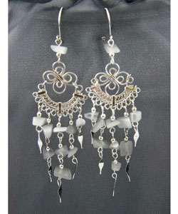 White Onyx Silver Earrings (Peru)