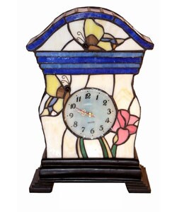 Tiffany-style Clock Accent Lamp