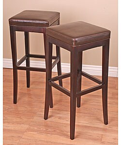 Kari Dark Brown Leather Barstools (Set of 2)