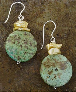Puff Turquoise and Keshi Pearl Earrings (USA)