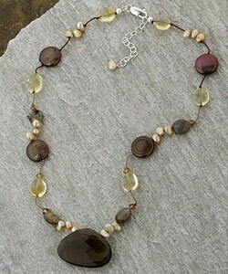Smoky Quartz, Citrine, Kyanite and Pearl Necklace (USA)