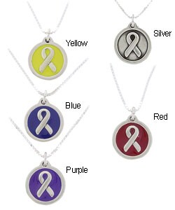 Sterling Silver Awareness Ribbon Necklace (5 Options)