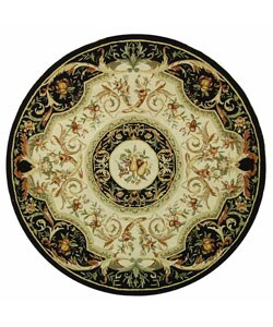 Hand-hooked Fruit Harvest Black Wool Rug (8' Round)