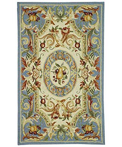Hand-hooked Fruit Harvest Blue Wool Rug (2'6 x 6')