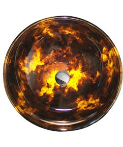 Brown and Gold Fusion Tempered Glass Vessel Sink