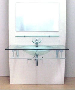 Contemporary Glass Vanity Set with Aluminum Frame