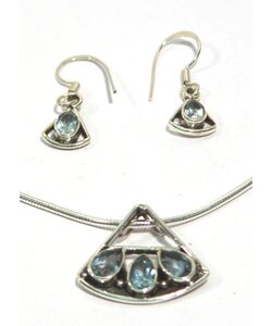 Handcrafted Sparkling Blue Choker and Earring Set (India)