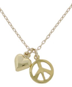 Charming Life 14k Goldplated Peace and Heart Charm Necklace