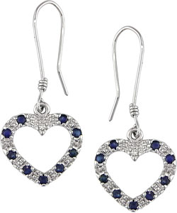 10k White Gold Blue Sapphire Diamond Heart Earrings (Case of 6)