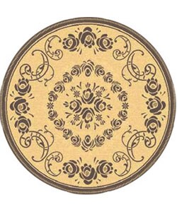 Courtyard Garden Natural Indoor/ Outdoor Rug (6'7 Round)