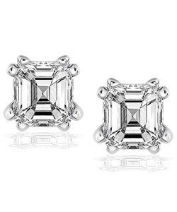 14k White Gold 1/2ct TDW Asscher Diamond Stud Earr ( H-I, SI1)