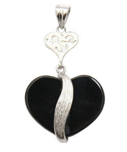 Black Agate Heart Shape Pendant (China)