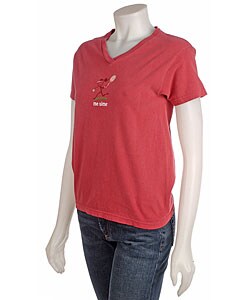 Me Time Crimson Tennis V-neck Tee Shirt
