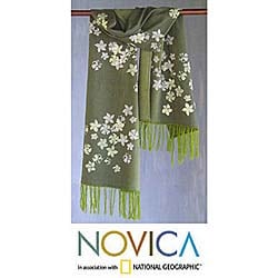 Cotton Summer Frangipani Shawl (Thailand)
