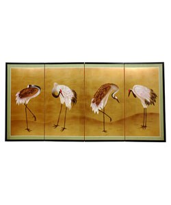 Gold Leaf Cranes Silk Screen (China)
