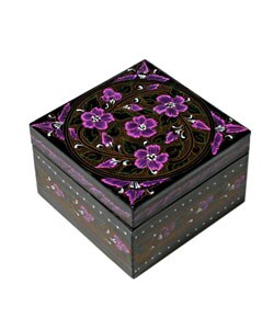 Handmade Black Lacquer Etched Jewelry Box