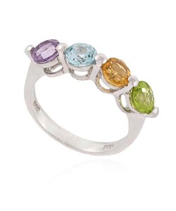 Sterling Silver 5-mm Multi Gemstone Ring