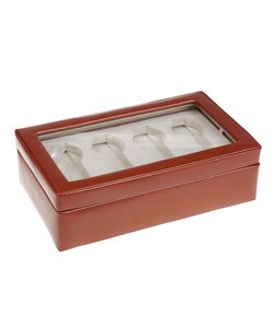Elegant Brown Leather 8-slot Watch Box