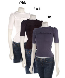 Smudge Short-sleeve Ruffle Sweater