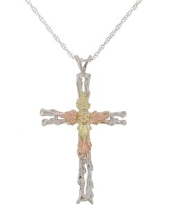 Black Hills Gold on Silver Cross Necklace
